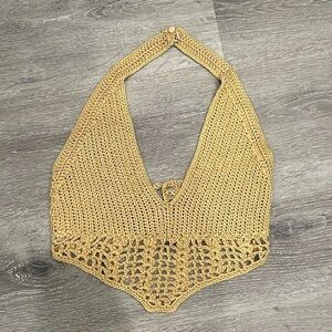 Tiger Mist Gold Crochet Tank Top